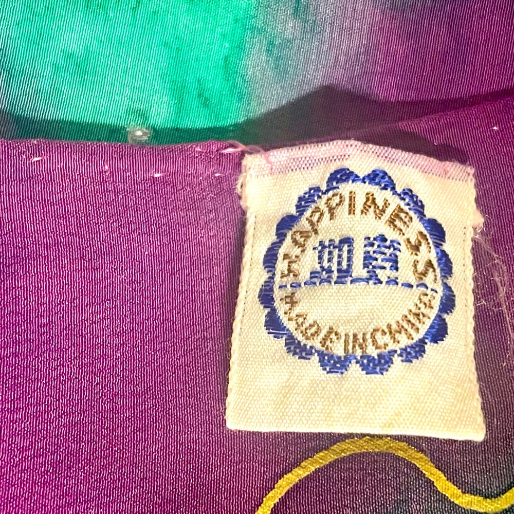 Vintage Handpainted Tie Dye Silk Scarf - Picture 3 of 10